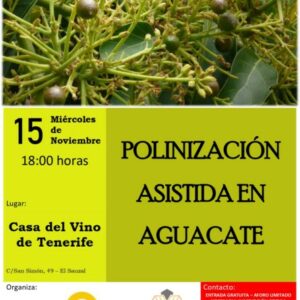 CHARLA SOBRE LA POLINIZACIÓN ASISTIDA DEL AGUACATE. DÍA 15 DE NOVIEMBRE A LAS 18:00 EN LA CASA DEL VINO, MUNICIPIO DE EL SAUZAL, ISLA DE TENERIFE.  ORGANIZA CANARIAS EXPLOSIVOS Y BISARI AGROINNOVATION.